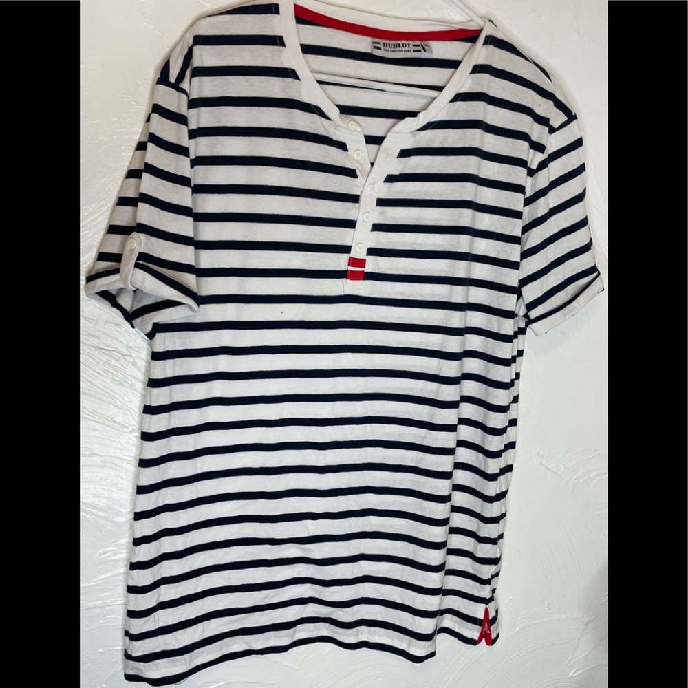 HUBLOT Striped Nautical T-shirt Navy/white Sz XXL